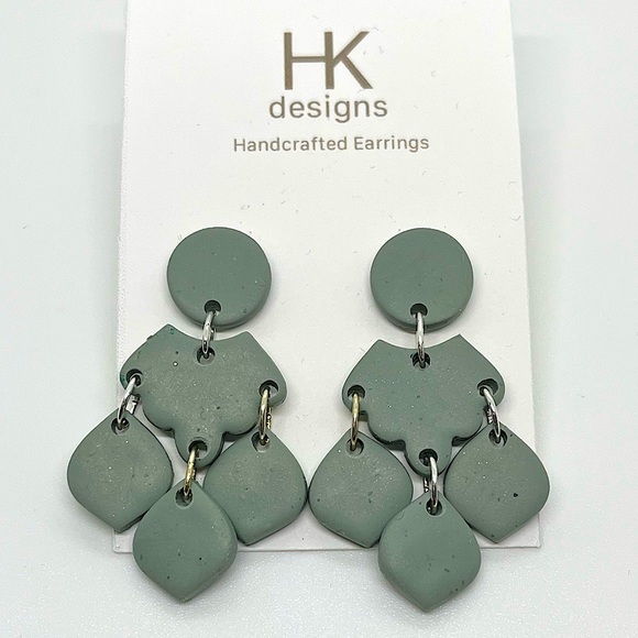 Handmade Clay Dangle Earrings - Picture 1 of 11